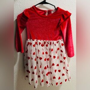Valentine’s Red Velvet Dress with Heart Pattern
